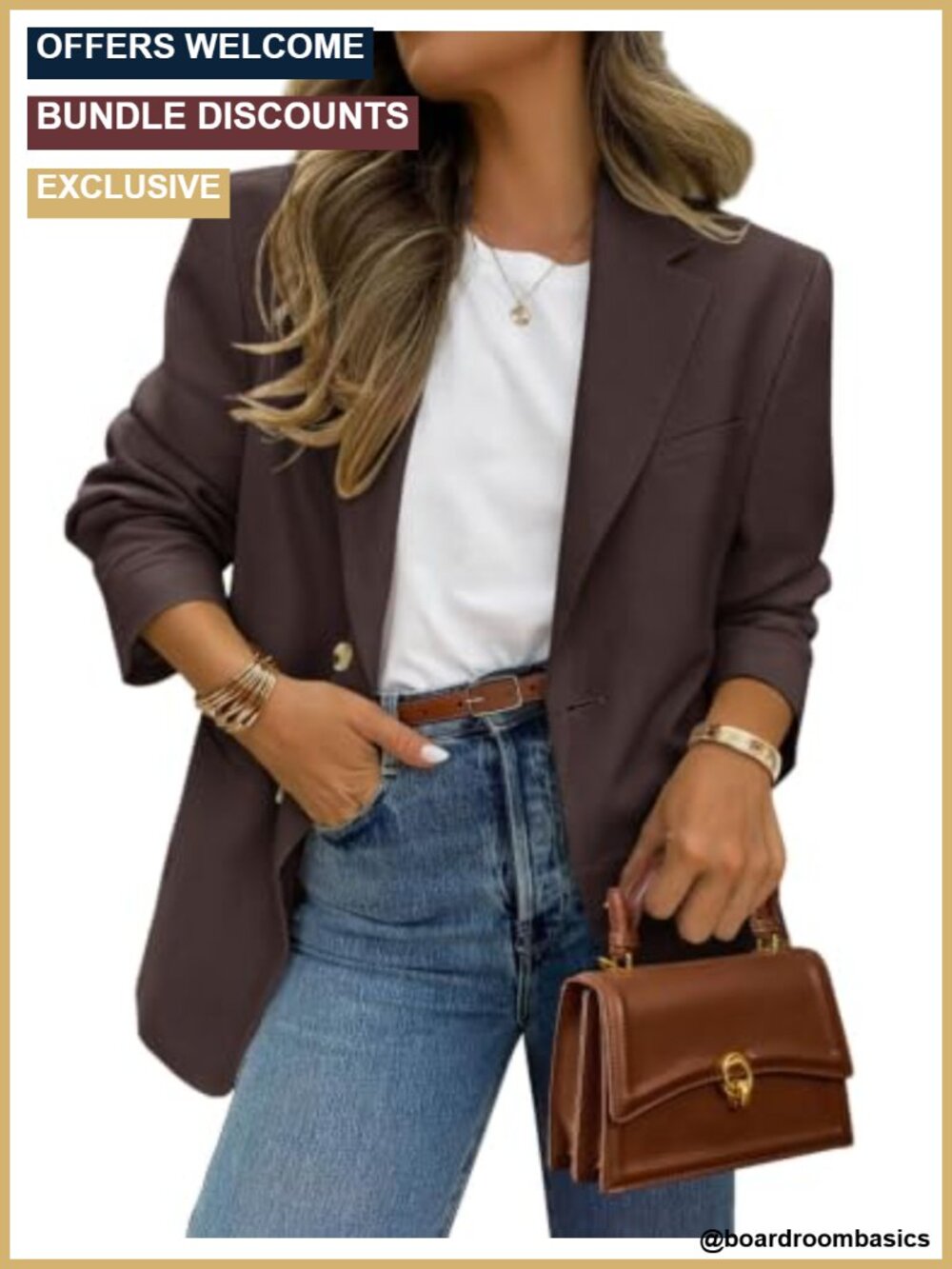 Women's Open Front Notch Lapel Blazer Long Sleeve Fitted Business Casual Suit